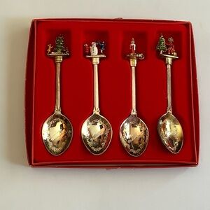 TKI Christmas Silver Plated Collectors Small  Spoons Houston TX. -Read